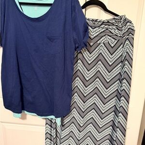 a.n.a.  Navy Blue Tee with  ALYX Chevron Maxi Skirt